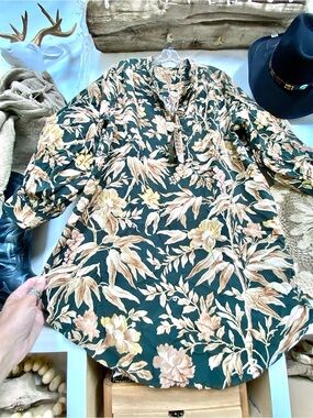 Botanical safari boho comfy dress/tunic w resort vacay beach vibe